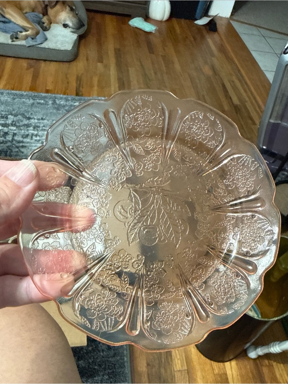 Set of 2 Vintage Pink Jeanette Depression Glass 6" Dessert Plate Cherry Blossom